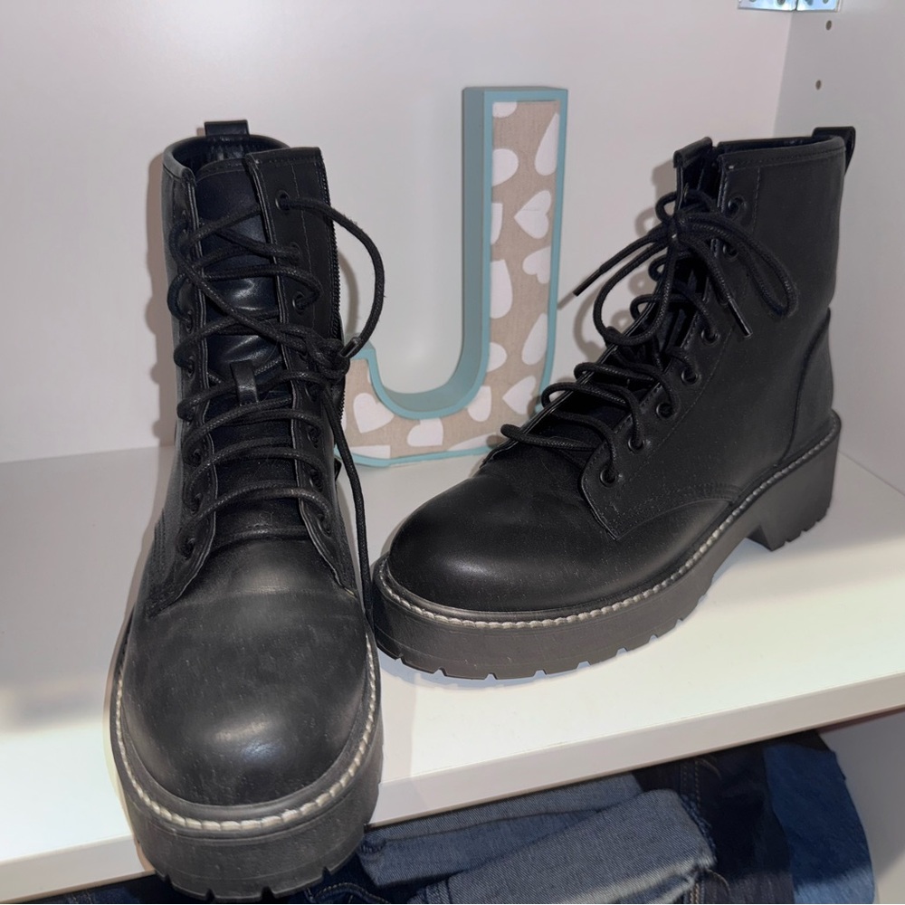 Madden Girl Black Lace-Up Boots